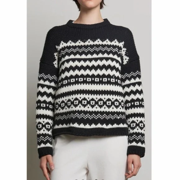 Velvet by Graham & Spencer Women's Maywood Chunky Fair Isle Sweater M - Picture 2 of 12